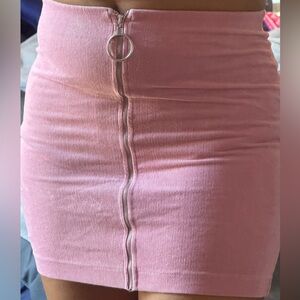 Fashion Nova Soft Pink Corduroy Zip Front Mini Skirt